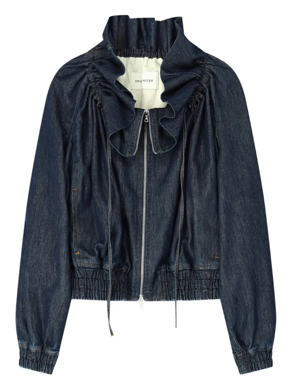 DRIES VAN NOTEN denim ruffled cocoon jacket