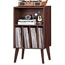 Amazon Lerliuo Record Player Stand, Walnut Turntable Stand Holds up to 160 Albums, Mid-Century Vinyl Storage Cabinet Table with Solid Wood Legs, Record Player Holder Dispaly Shelf for Bedroom Living Room