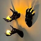 Amazon DAZONGE Halloween Decorations Indoor/Outdoor, Pack of 3 Wall Mounted Creepy Reaching Hands with Candles, Life-Sized Horror Hands for Wall Decorations, Gothic Hanging Wall Art Sculpture