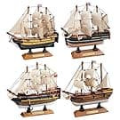 Amazon SAILINGSTORY Wooden Model Ships Classic Ship Model Sailboat Decor Bounty, Endeavour, Mayflower, Victory 6.3" Set of 4 Pack