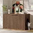 Amazon Evermagin 31.5" Walnut Cat Litter Box Enclosure Furniture, Large Hidden Litter Box Cabinet, Mid Century Modern Indoor Cat House Kitty End Table for Living Room, Entryway, Bedroom