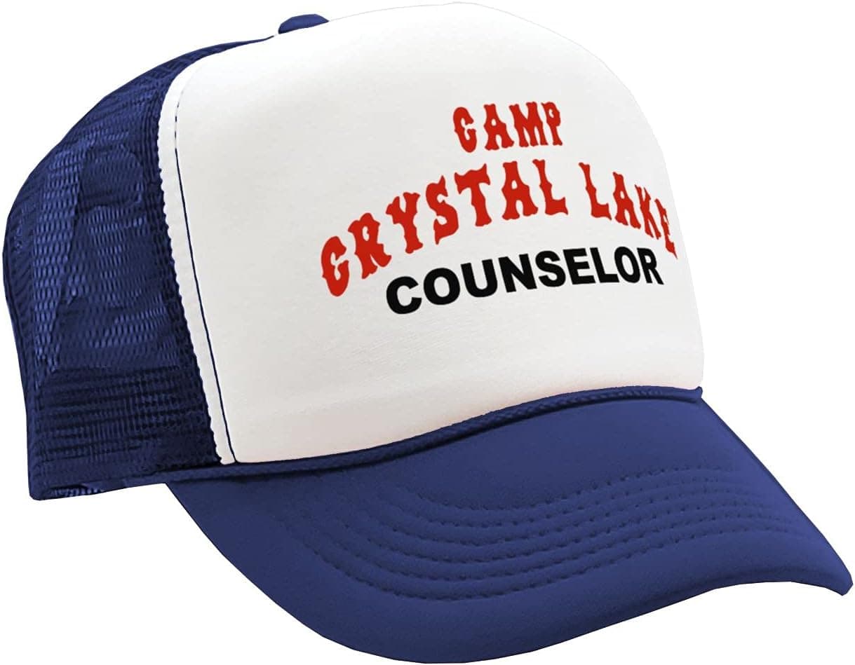 Amazon Nukem Cap Company - Camp Crystal Lake Counselor - Halloween - Vintage Retro Style Trucker Cap Hat