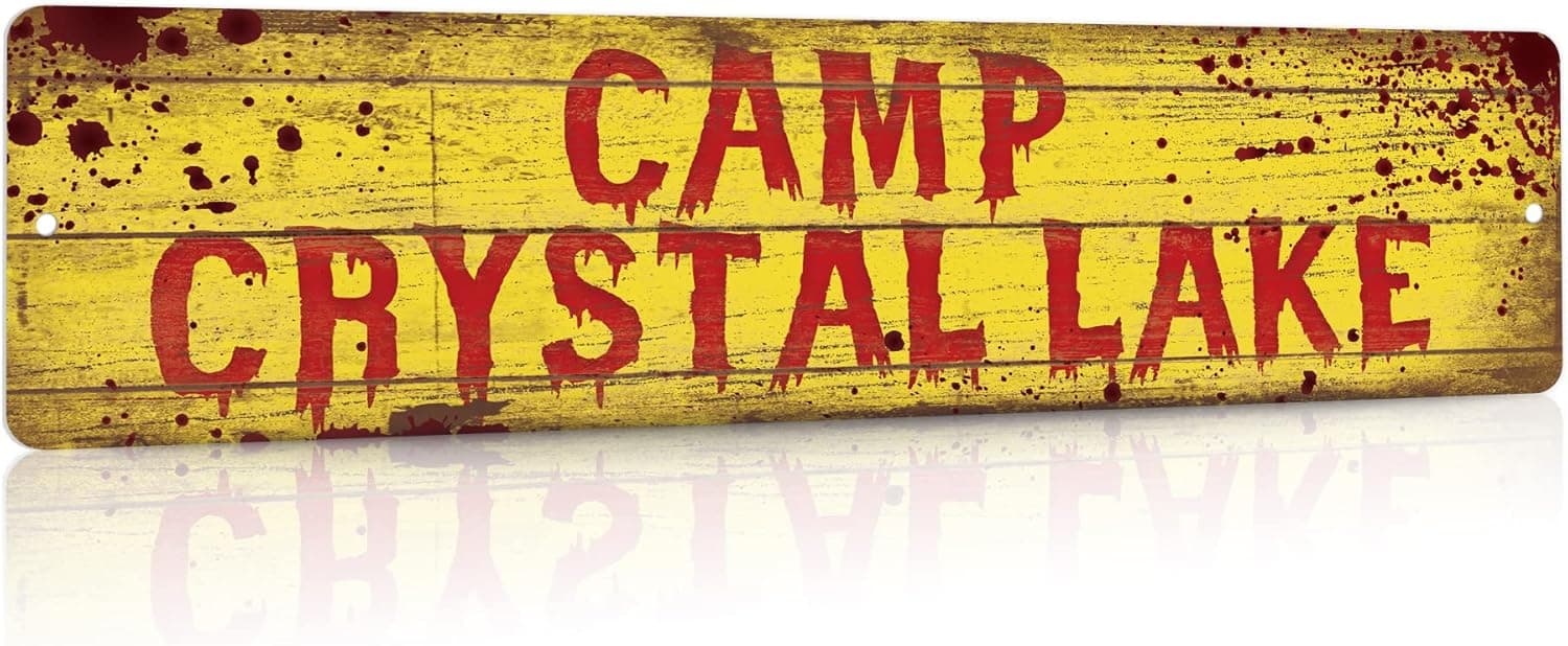Amazon Putuo Crystal Lake Street Sign - Horror Movie Decor, Man Cave & Chill Room Decor, Funny Horror Gift Idea, 16x4in