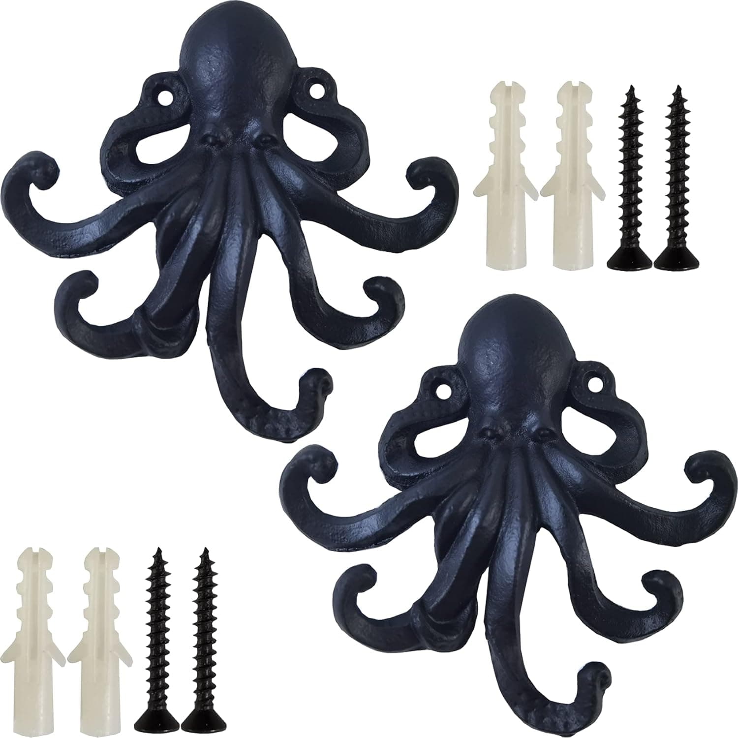 Amazon YOOHUA 2PCS 6Inch Cast Iron Octopus Decorative Coat Hook - Wall Mounted Nautical Hand Towel Rack Holder with Screws, Rustic Metal Clothing Hanger for Bedroom/Bathroom/Kitchen/Balcony