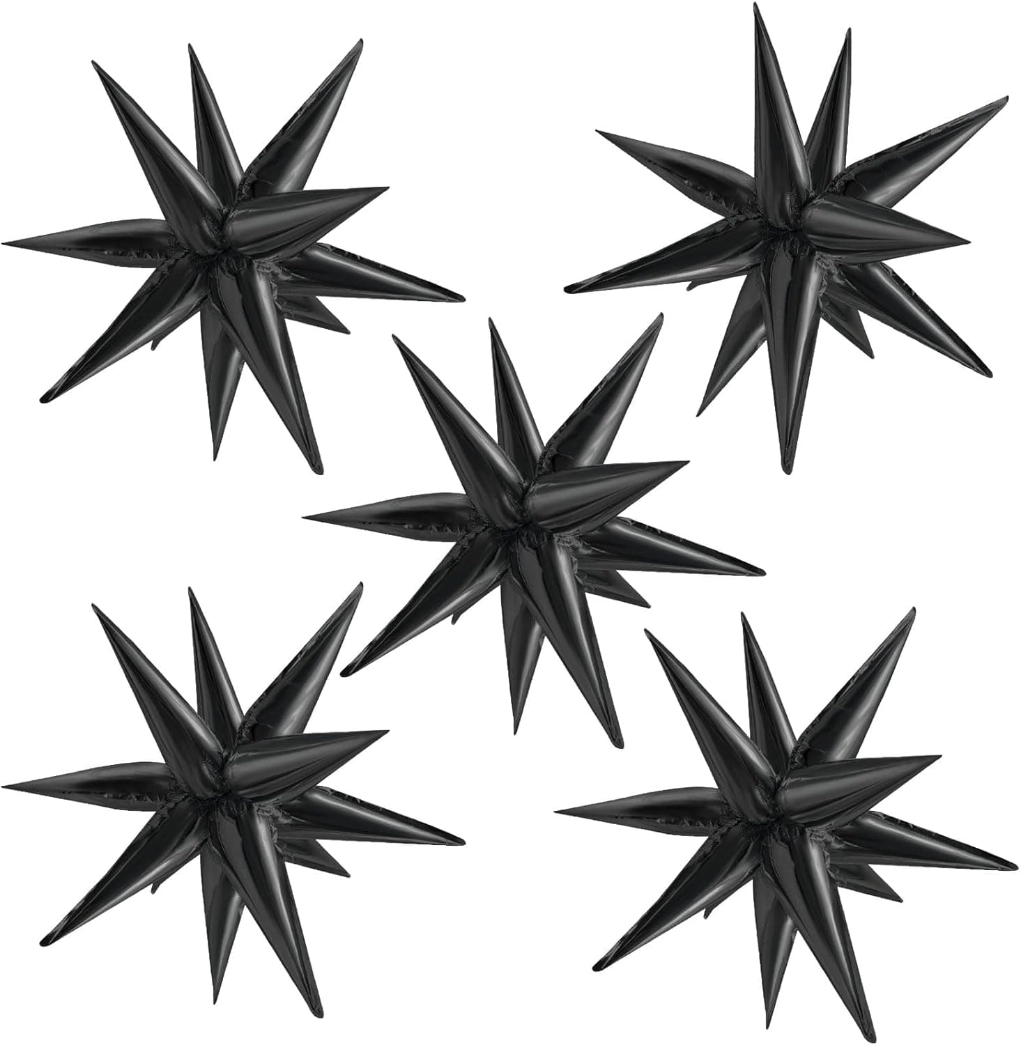 Amazon Black 60 Pcs Star Balloons Explosion 12 Point Cone Balloon, Metallic Mylar Spike Balloons for Halloween Party Decorations,Weddings,Birthday Anniversary Party Backgrounds