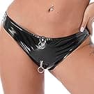 Amazon dPois Women's Shiny Latex Liquid Wet Look Zipper Crotch Hot Pants Booty Shorts Knickers