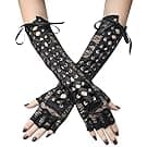 Amazon BABEYOND Lace Up Fingerless Gloves Long Elbow Gloves for Costume Party Lace-up Arm Warmer