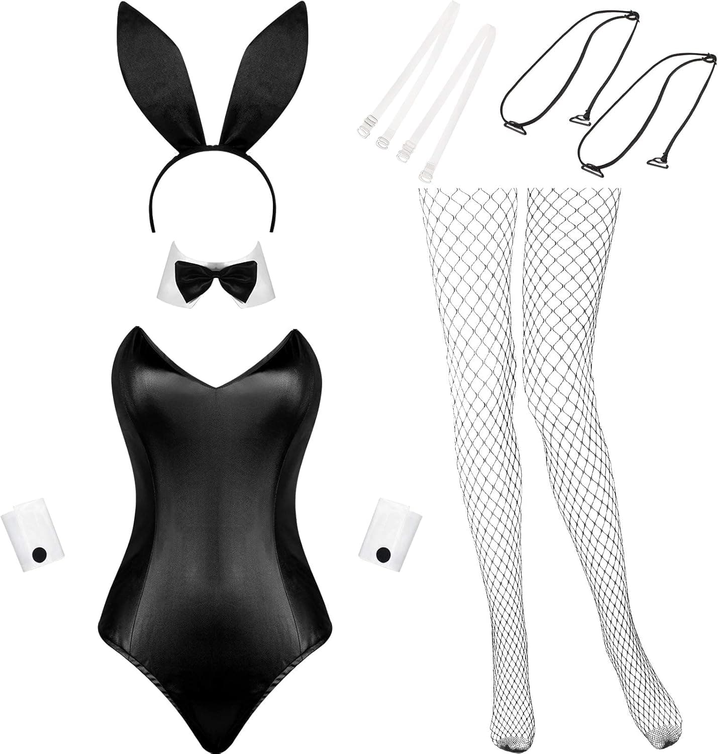 Amazon Geyoga Anime Women Bunny Costume Bunny Outfit Halloween Cosplay Bodysuit Role Costume Bunny Headband Stocking Set